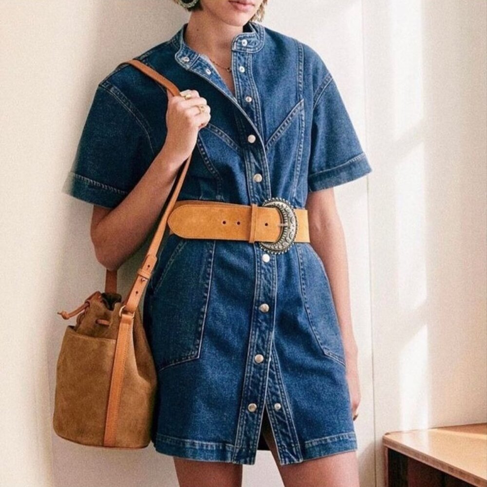 Sézane Denim Button-Down "Paulette" Mini Dress - Size 40 (US 8)​